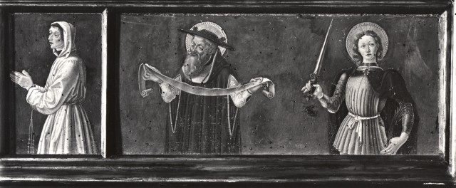 Anonimo — Fiorenzo di Lorenzo - sec. XV - San Girolamo e san Galgano (?); un confratello — particolare
